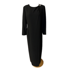 Ellen Tracy Dress 12 Crepe Long Sleeve Formal Column Wedding Cruise Party